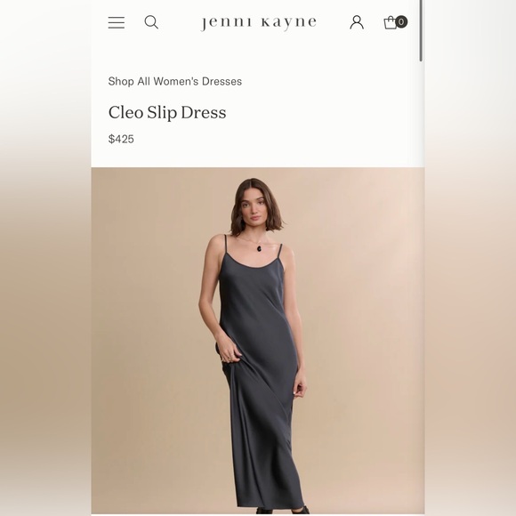 Jenni Kayne Cleo Slip satin Dress in black slate - Picture 8 of 10